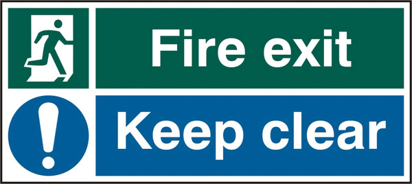 FIRE EXIT KEEP CLEAR SIGN
