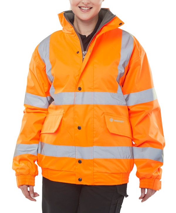 HIGH VISIBILITY FLEECE LINED BOMBER JACKET