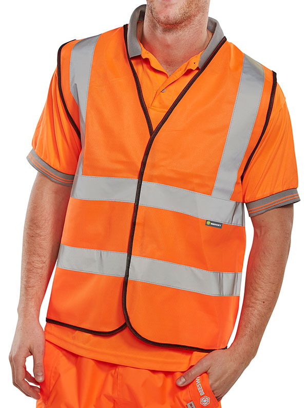 BSEEN EN ISO 20471 VEST ORANGE (BULK PACK)